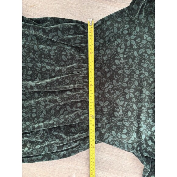 Vtg LL Bean Velour Dress Maxi Holly Print Christmas Cottagecore Whimsigoth L - Picture 8 of 9